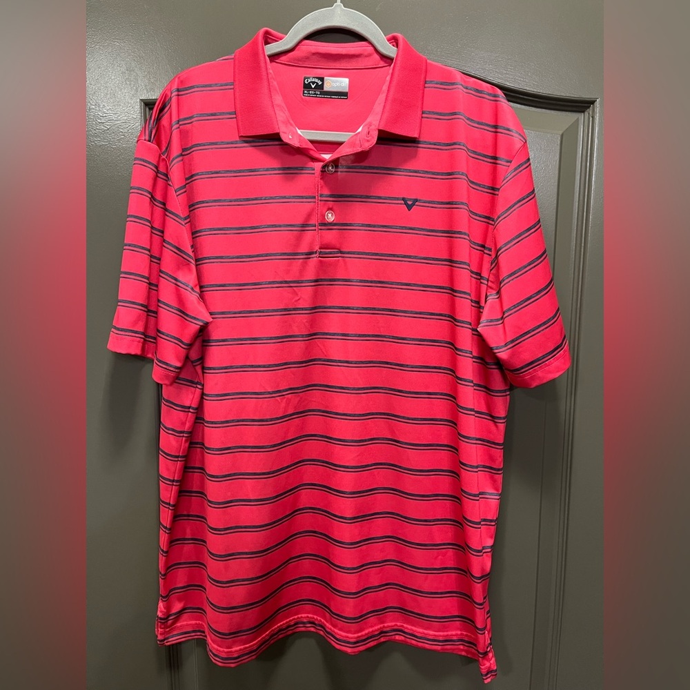 Callaway Opti-Dri Men’s Pink Striped Polo Shirt Size XL